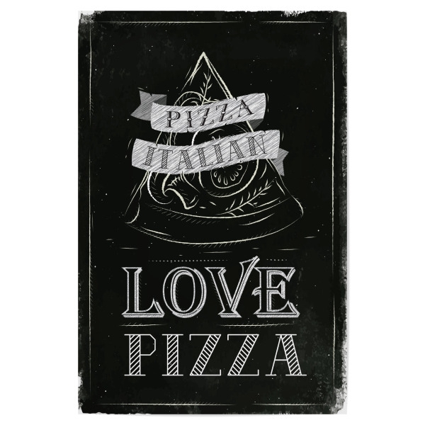 Poster 30x20 cm "Love pizza chalk" artboxONE - Essen & Trinken,Schwarzweiß