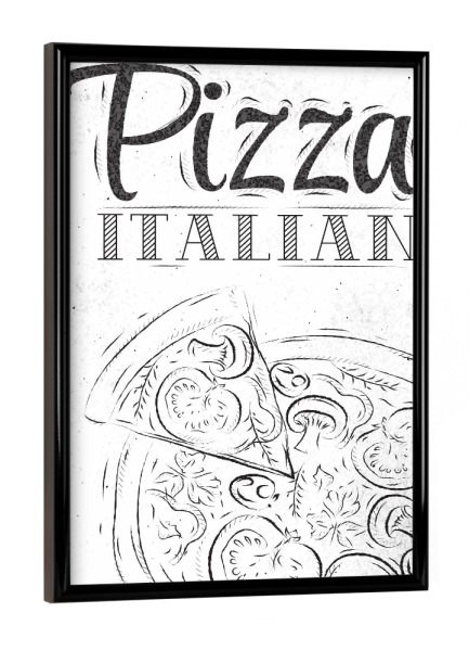 Poster mit schwarzem Rahmen "Pizza italian coal" artboxONE - Essen & Trinken,Schwarzweiß