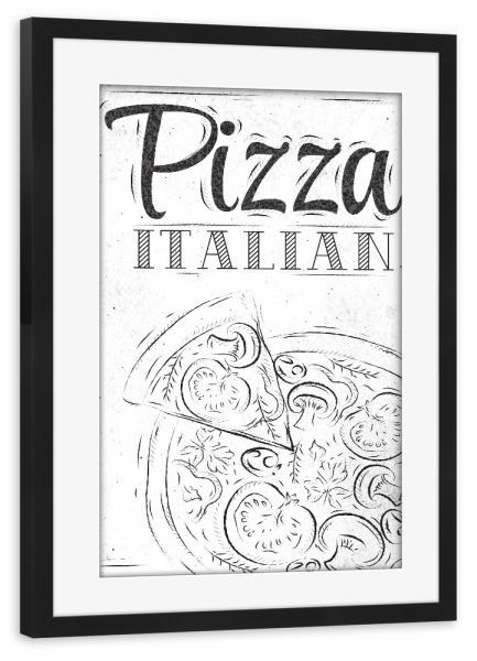 Poster mit Rahmen schwarz "Pizza italian coal" artboxONE - Essen & Trinken,Schwarzweiß