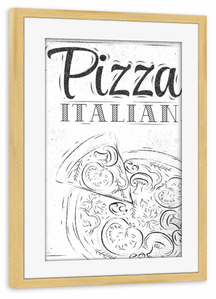 Poster mit Rahmen kiefer "Pizza italian coal" artboxONE - Essen & Trinken,Schwarzweiß