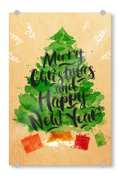 Acrylglasbild "Watercolor Christmas tree" artboxONE - Schwarzweiß,Weihnachten