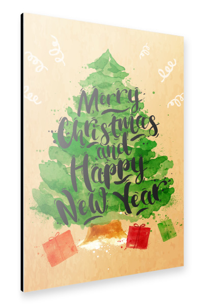 Alu-Dibond "Watercolor Christmas tree" 30x20 cm artboxONE