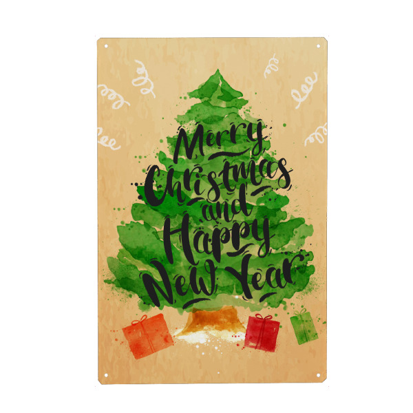 Metall Poster "Watercolor Christmas tree" artboxONE - Schwarzweiß,Weihnachten