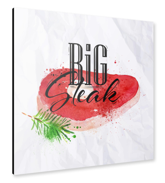 Alu-Dibond "Big steak watercolor" 30x30 cm artboxONE