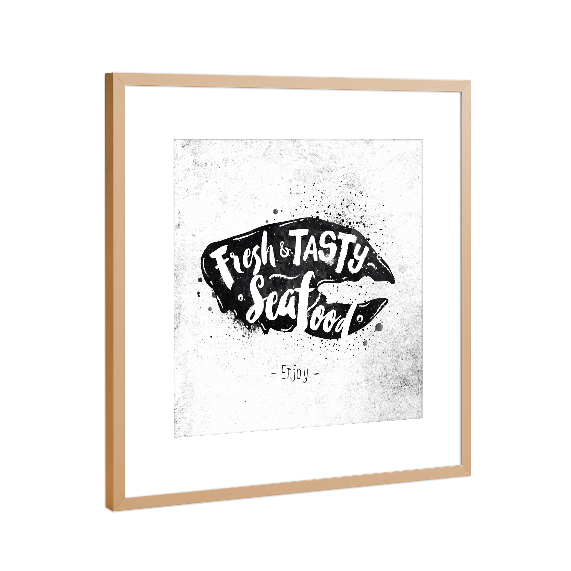 Poster mit Rahmen Kupfer "Seafood black" artboxONE - Essen & Trinken,Schwarzweiß