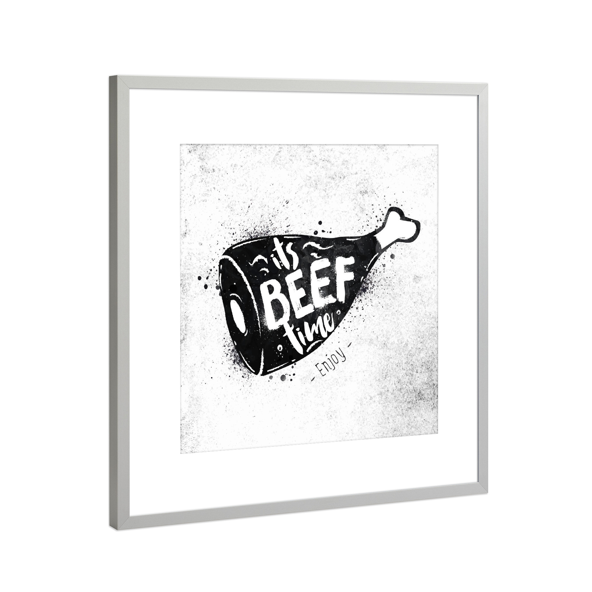 Poster mit Rahmen Silber "Beef black" artboxONE - Essen & Trinken,Schwarzweiß,Für Papa,Männer