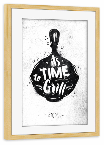 Poster mit Rahmen kiefer "Pan black" artboxONE - Essen & Trinken,Schwarzweiß,Für Papa,Männer