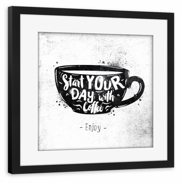 Poster mit Rahmen schwarz "Cup black" artboxONE - Essen & Trinken,Schwarzweiß
