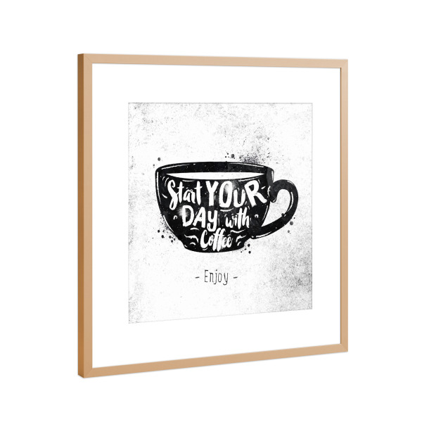 Poster mit Rahmen Kupfer "Cup black" artboxONE - Essen & Trinken,Schwarzweiß