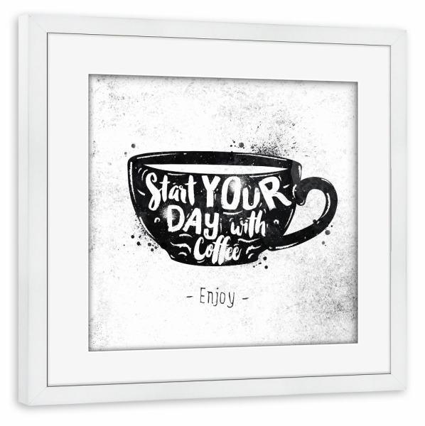 Poster mit Rahmen weiß "Cup black" artboxONE - Essen & Trinken,Schwarzweiß