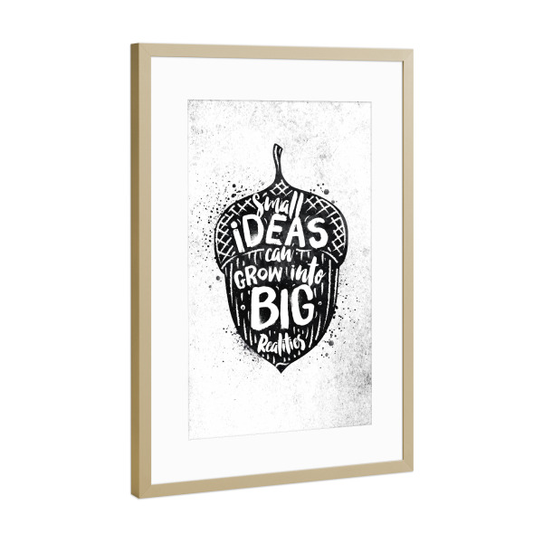 Poster mit Rahmen Gold "Ideas black" artboxONE - Schwarzweiß,Fashion