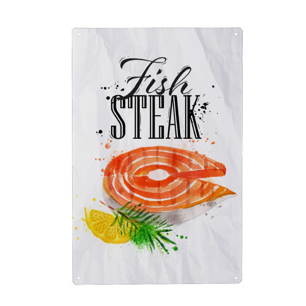 Holzbild "Fish steak watercolor" artboxONE - Essen & Trinken