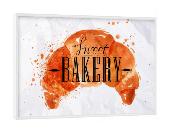 Poster mit weißem Rahmen "Croissant watercolor" artboxONE - Essen & Trinken,Schwarzweiß