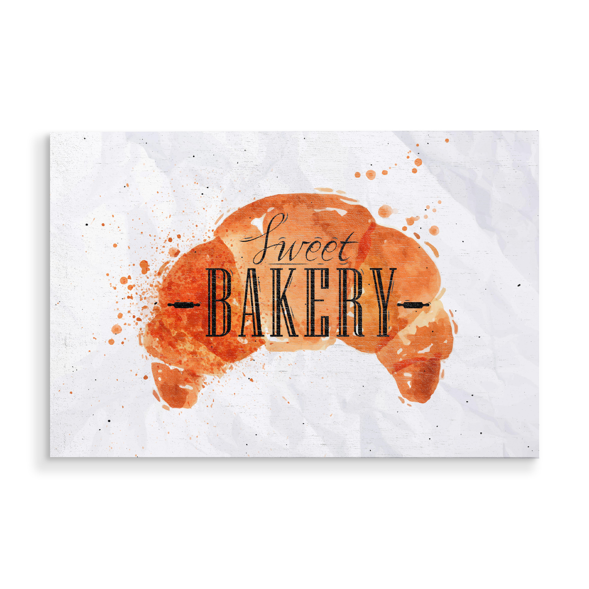 Holzbild "Croissant watercolor" artboxONE - Essen & Trinken,Schwarzweiß