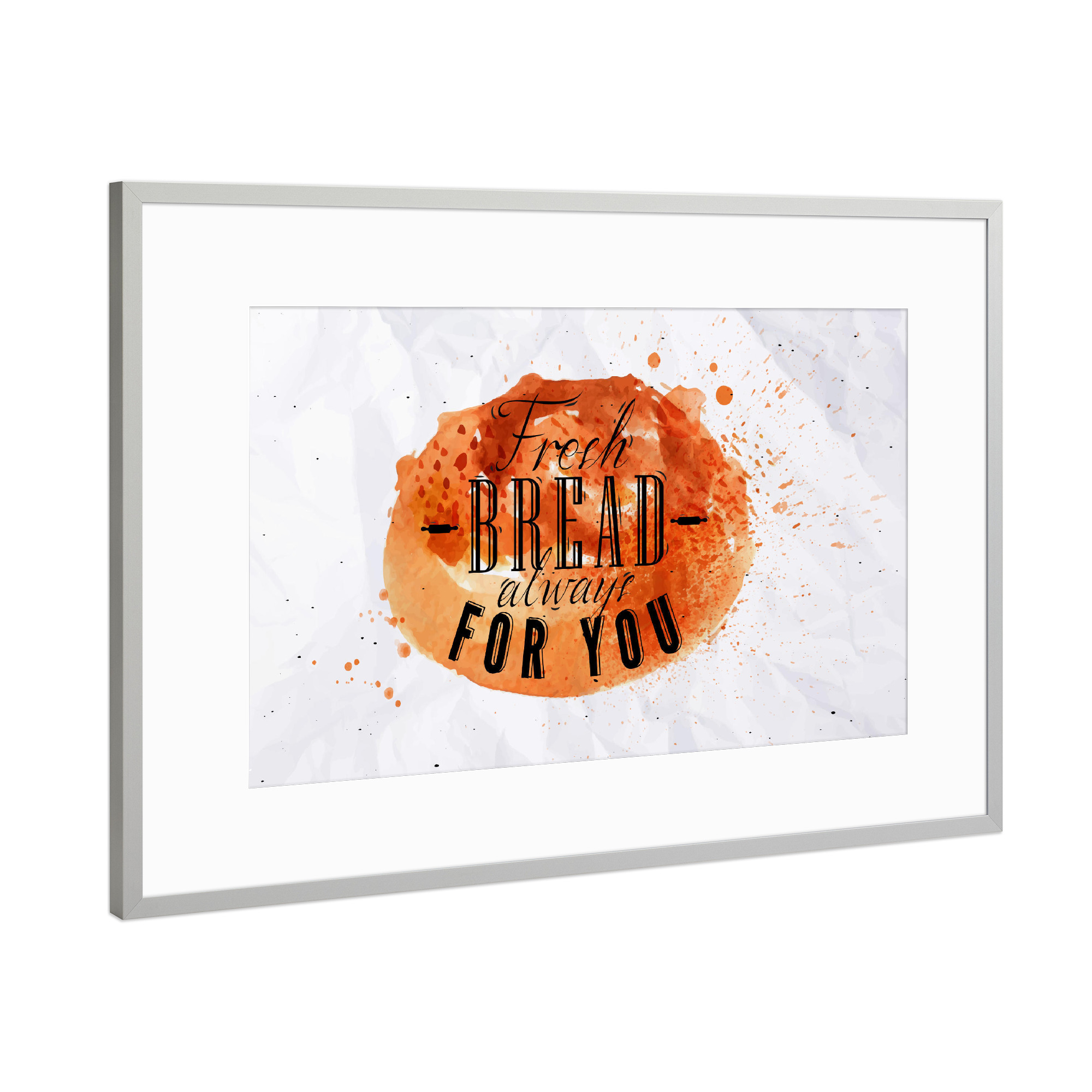 Poster mit Rahmen Silber "Bread watercolor" artboxONE - Essen & Trinken,Schwarzweiß