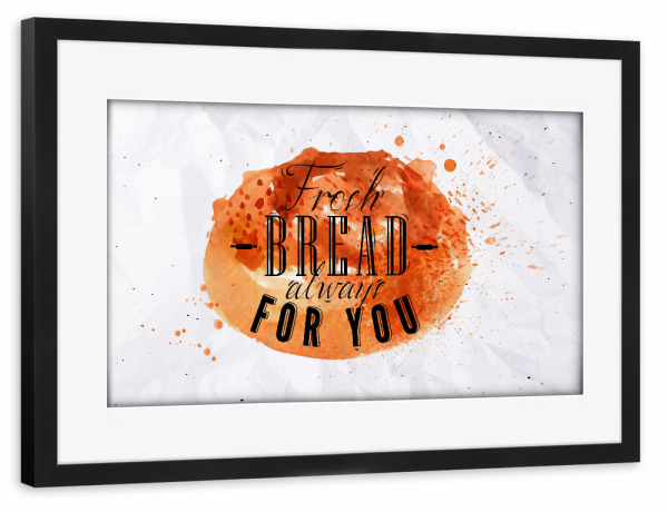 Poster mit Rahmen schwarz "Bread watercolor" artboxONE - Essen & Trinken,Schwarzweiß