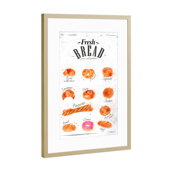Poster mit Rahmen Gold "Bread products" artboxONE - Essen & Trinken