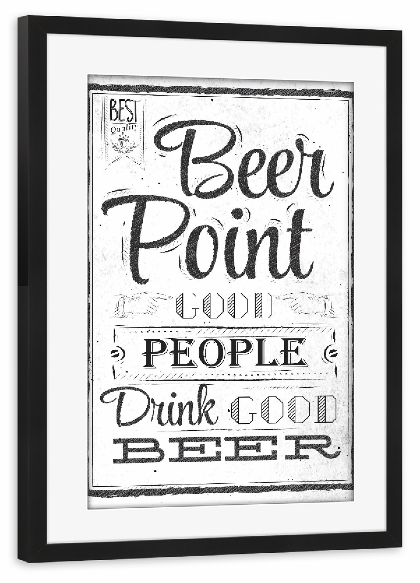 Poster mit Rahmen schwarz "Beer point coal" artboxONE - Schwarzweiß,Für Papa,Männer,Essen & Trinken / Alkohol