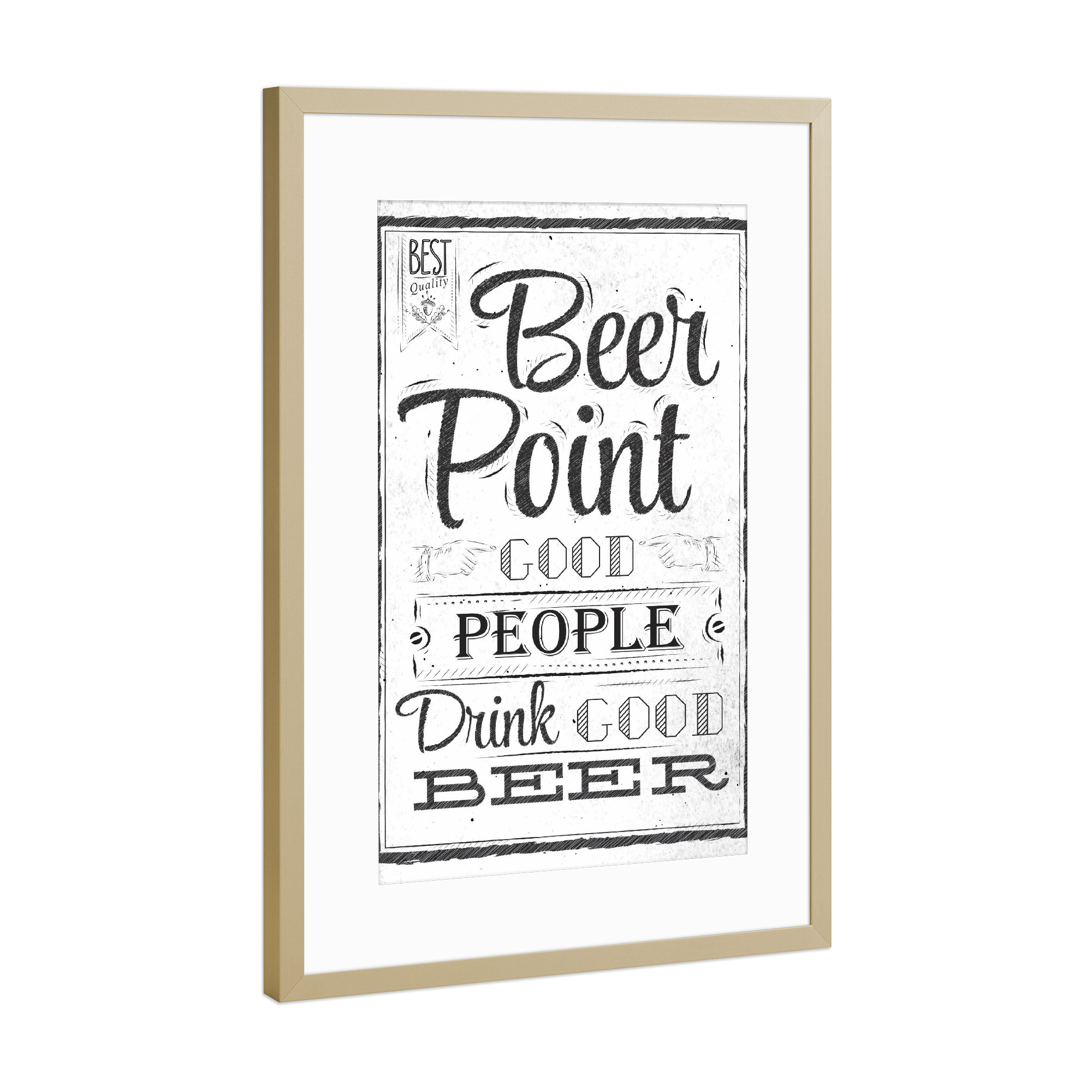 Poster mit Rahmen Gold "Beer point coal" artboxONE - Schwarzweiß,Für Papa,Männer,Essen & Trinken / Alkohol