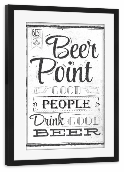 Poster mit Rahmen schwarz "Beer point coal" artboxONE - Schwarzweiß,Für Papa,Männer,Essen & Trinken / Alkohol