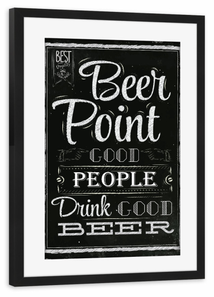 Poster mit Rahmen schwarz "Poster beer point" artboxONE - Schwarzweiß,Für Papa,Männer,Essen & Trinken / Alkohol