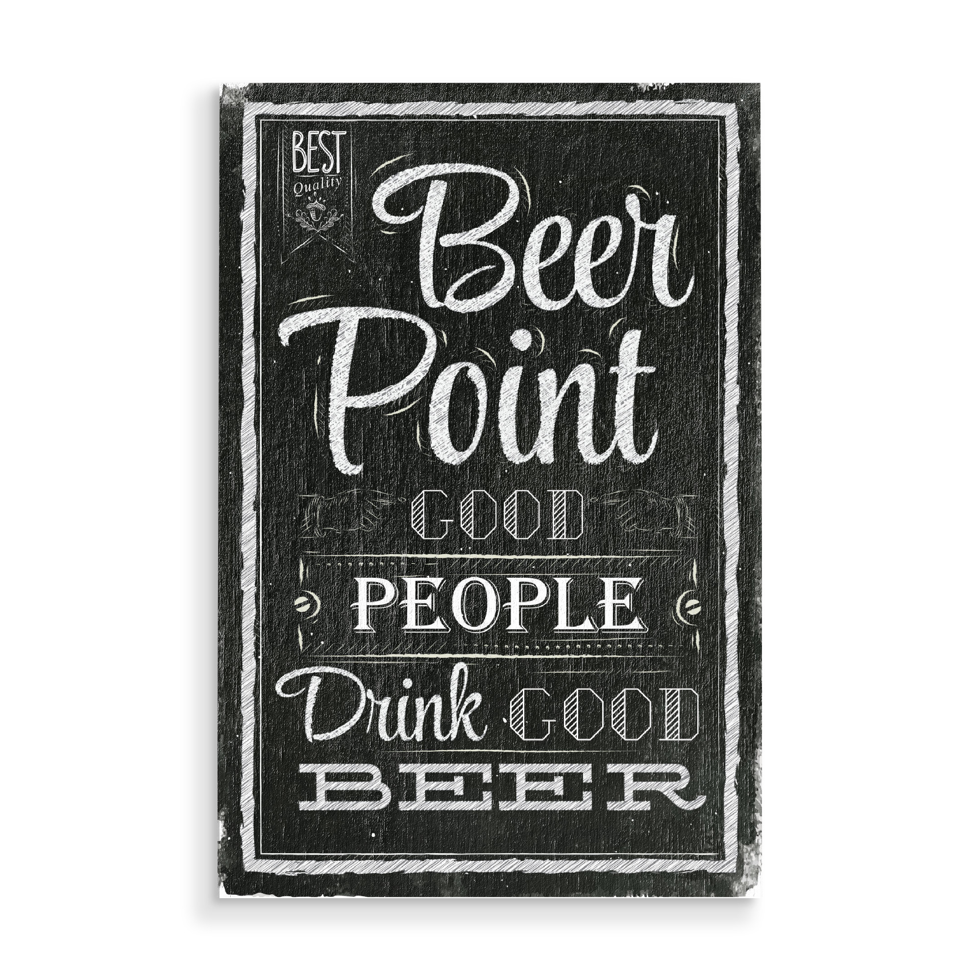 Holzbild "Poster beer point" artboxONE - Schwarzweiß,Für Papa,Männer,Essen & Trinken / Alkohol