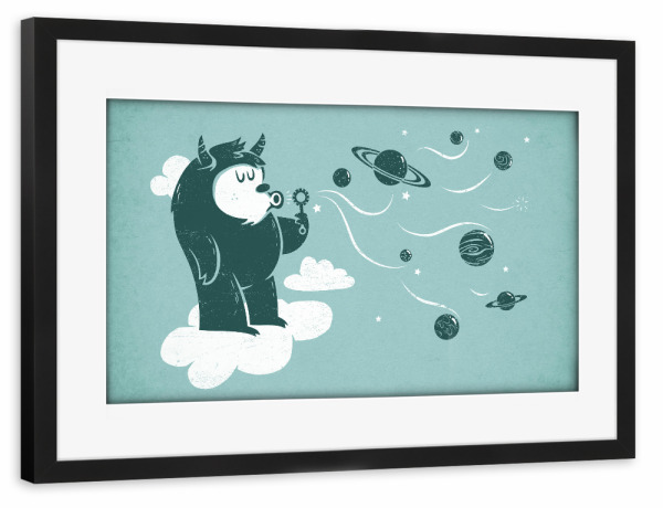 Poster mit Rahmen schwarz "Universal Fun" artboxONE - Für Kinder,Comic,Galaxy