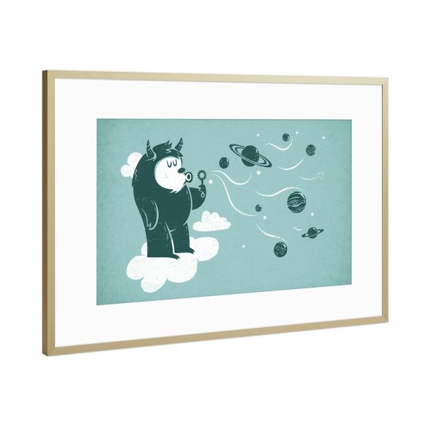 Poster mit Rahmen Gold "Universal Fun" artboxONE - Für Kinder,Comic,Galaxy