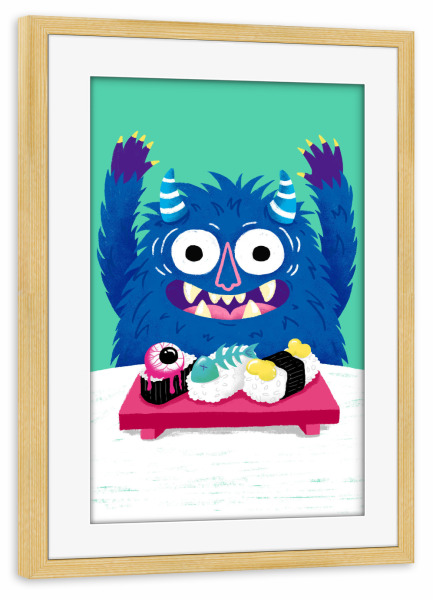 Poster mit Rahmen kiefer "I Heart Sushi" artboxONE - Für Kinder,Essen & Trinken,Lustig