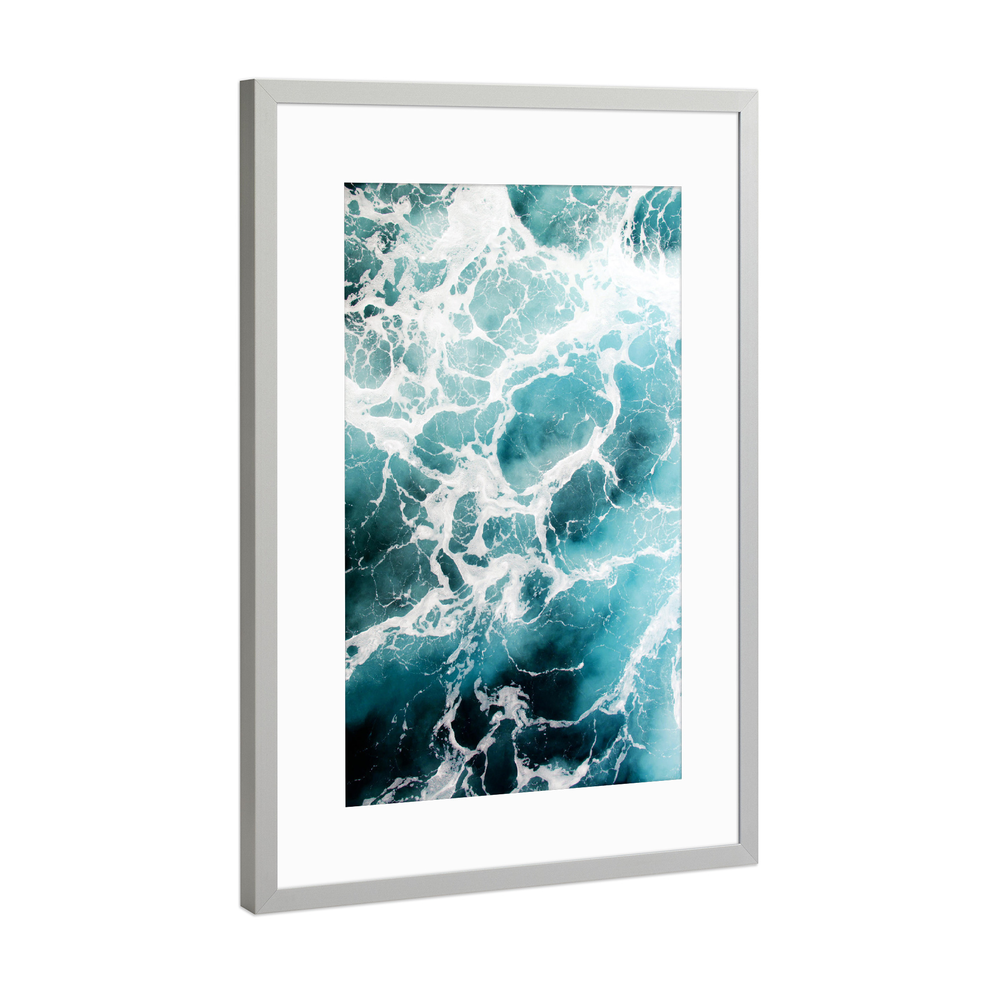 Poster mit Rahmen Silber "Foam Ocean" artboxONE - Natur,Reise,Abstrakt,Geometrie,Unterwasser - Meer,Wasser,Wellen,Schaum,Ocean