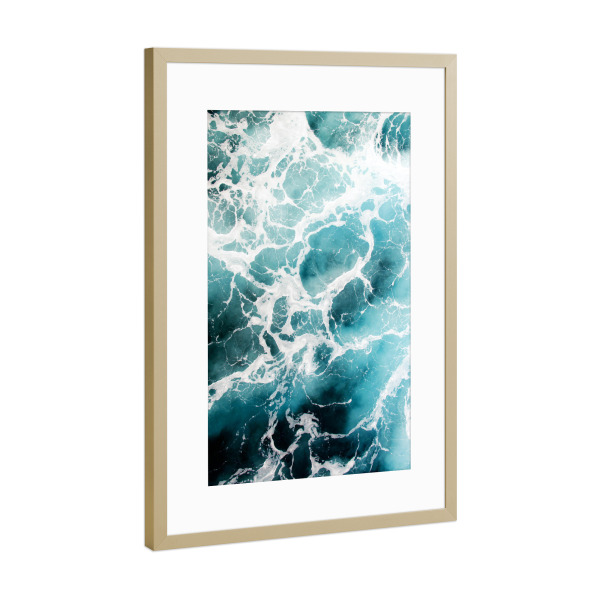 Poster mit Rahmen Gold "Foam Ocean" artboxONE - Natur,Reise,Abstrakt,Geometrie,Unterwasser - Meer,Wasser,Wellen,Schaum,Ocean