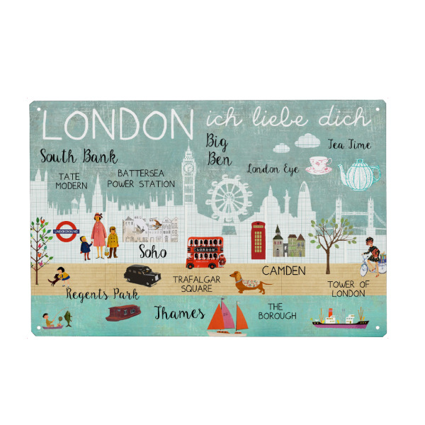 Metall Poster "London ich liebe dich" artboxONE - Städte / London,Kartografie