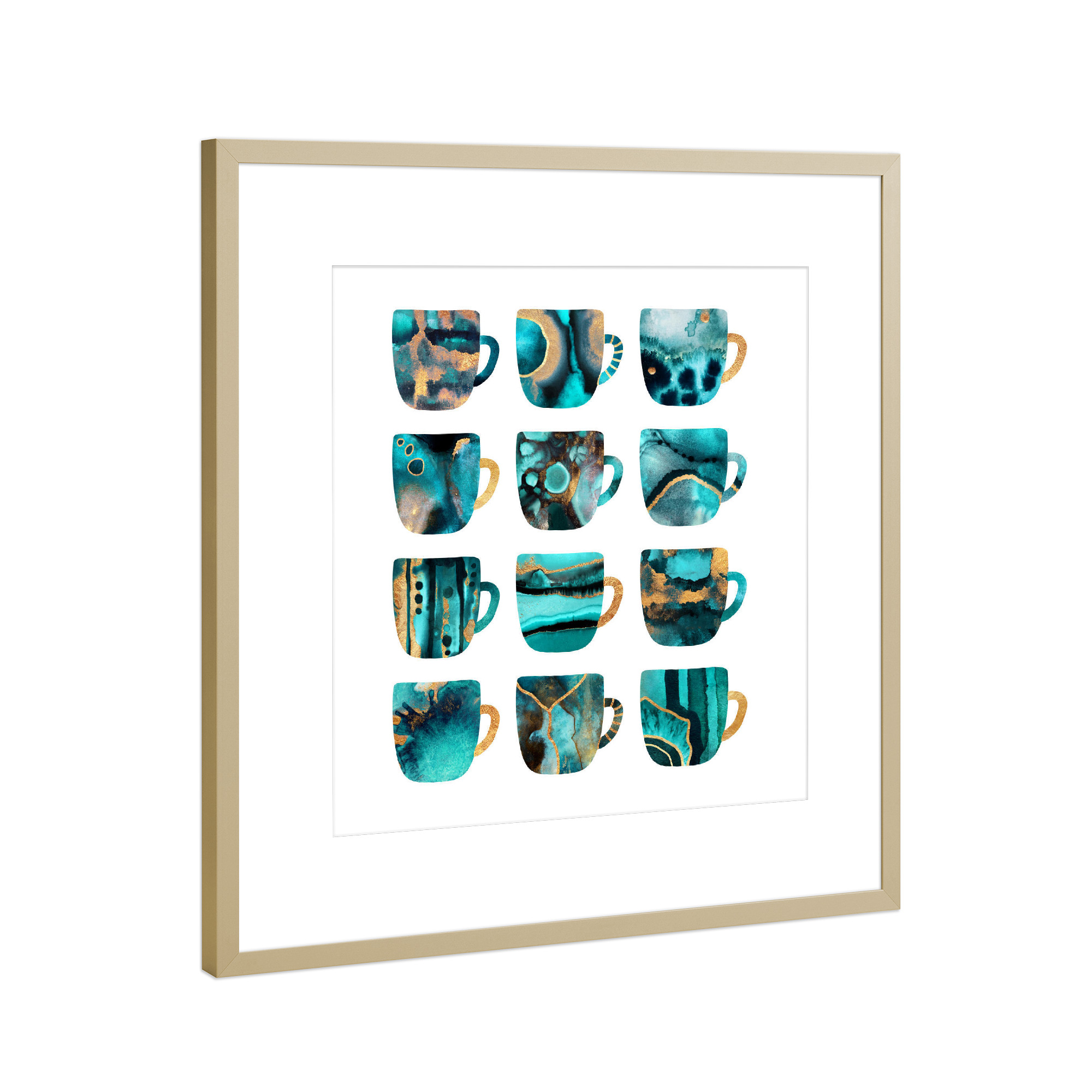 Poster mit Rahmen Gold "My Favorite Coffee Cups" artboxONE - Essen & Trinken - Coffee,Coffee cups,Tea,Café,Kitchen,Kaffee