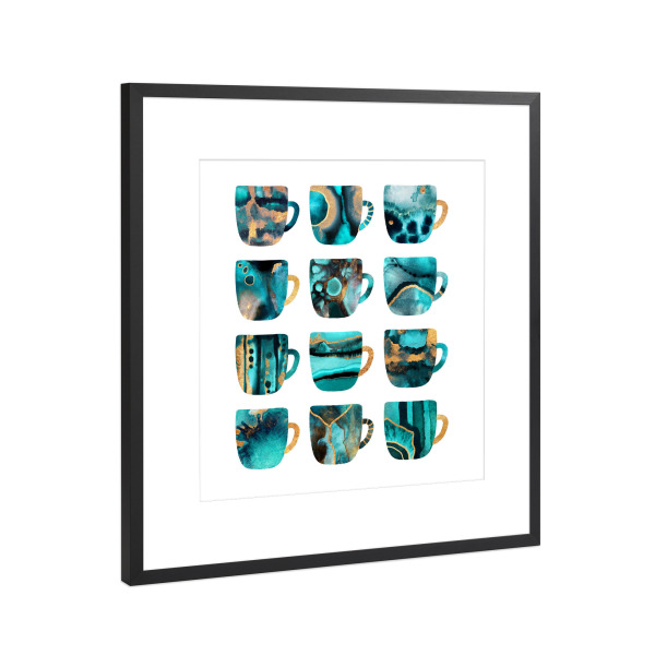 Poster mit Rahmen Schwarz (Metallic) "My Favorite Coffee Cups" artboxONE - Essen & Trinken - Coffee,Coffee cups,Tea,Café,Kitchen,Kaffee