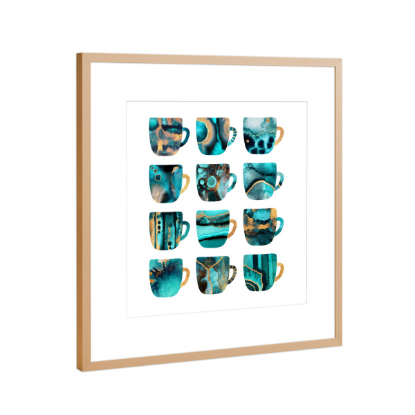 Poster mit Rahmen Kupfer "My Favorite Coffee Cups" artboxONE - Essen & Trinken - Coffee,Coffee cups,Tea,Café,Kitchen,Kaffee