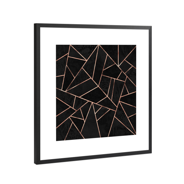 Poster mit Rahmen Schwarz (Metallic) "Velvet Black And Rose Gold" artboxONE - Abstrakt,Geometrie