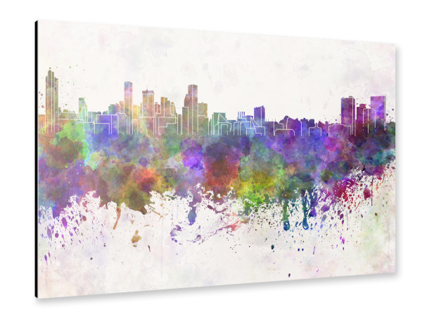 Alu-Dibond "Baltimore skyline in watercolor" 30x20 cm artboxONE
