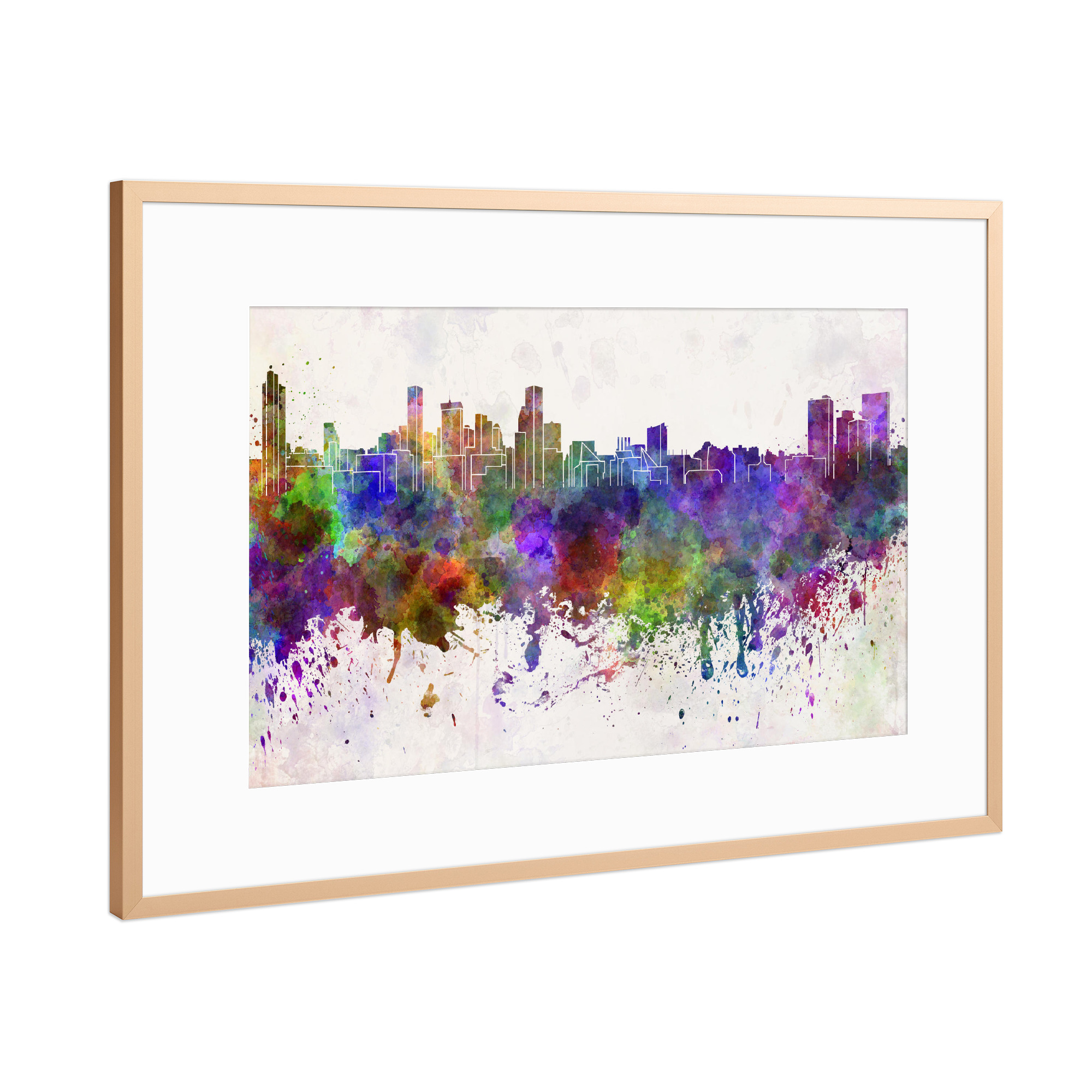 Poster mit Rahmen Kupfer "Baltimore skyline in watercolor" artboxONE - Städte,Reise,Abstrakt,Architektur