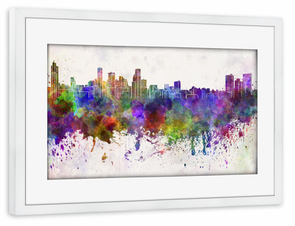 Poster mit Rahmen weiß "Baltimore skyline in watercolor" artboxONE - Städte,Reise,Abstrakt,Architektur