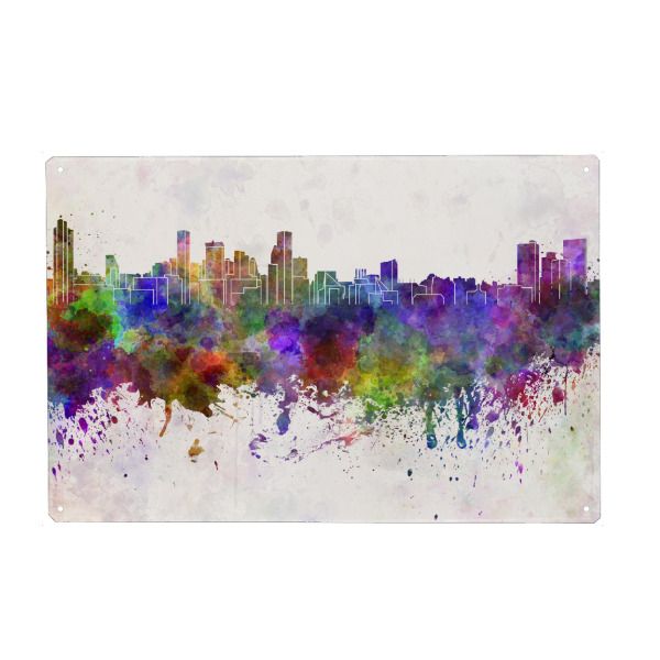 Holzbild "Baltimore skyline in watercolor" artboxONE - Städte,Reise,Abstrakt,Architektur