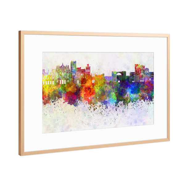Poster mit Rahmen Kupfer "Avila skyline in watercolor" artboxONE - Städte,Reise,Abstrakt,Architektur
