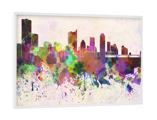 Poster mit weißem Rahmen "Austin skyline in watercolor" artboxONE - Städte,Reise,Abstrakt,Architektur