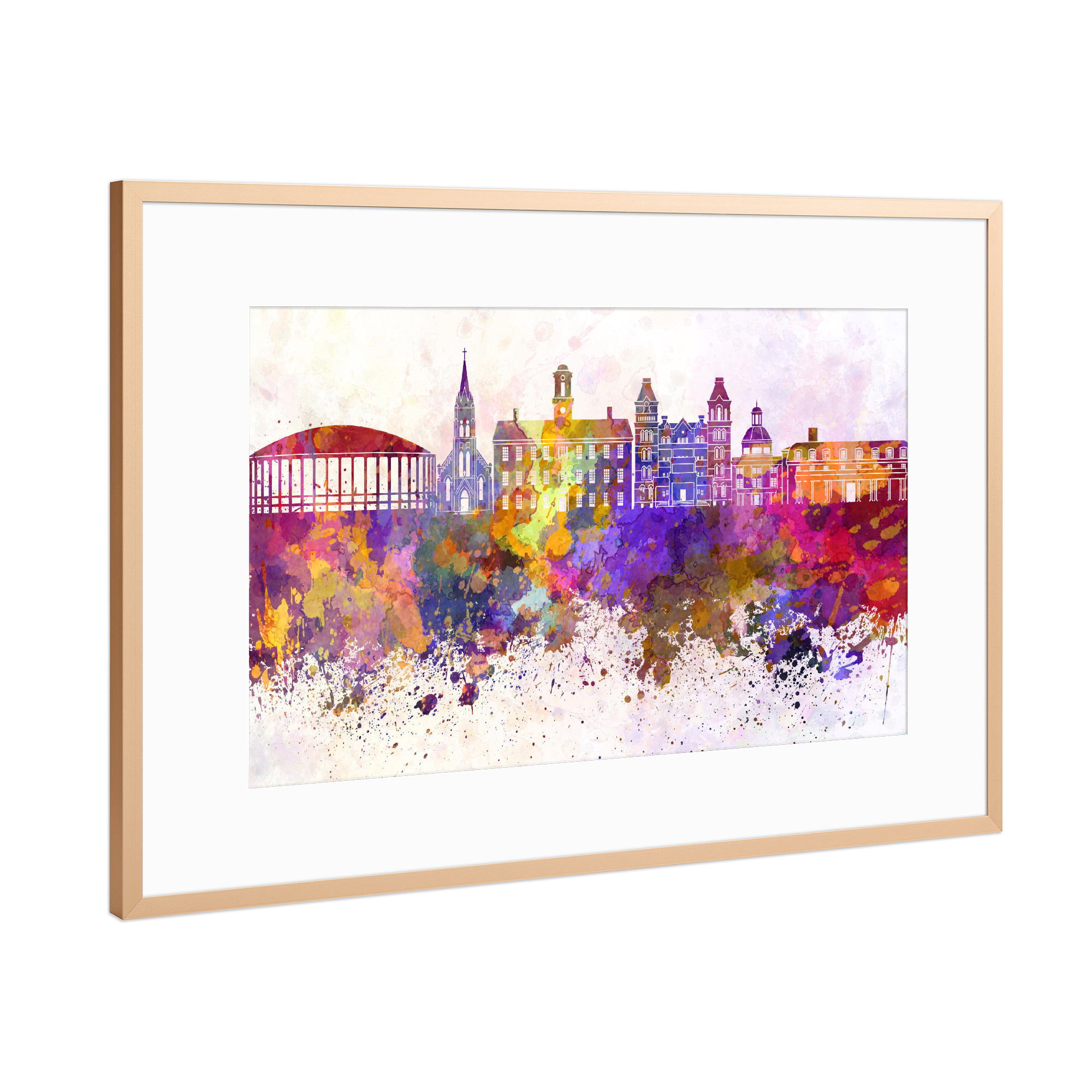 Poster mit Rahmen Kupfer "Athens OH skyline in watercolor" artboxONE - Städte,Reise,Abstrakt,Architektur