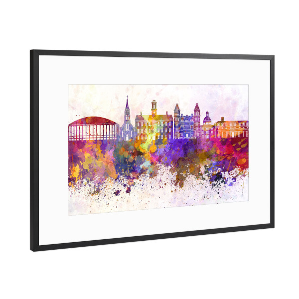 Poster mit Rahmen Schwarz (Metallic) "Athens OH skyline in watercolor" artboxONE - Städte,Reise,Abstrakt,Architektur