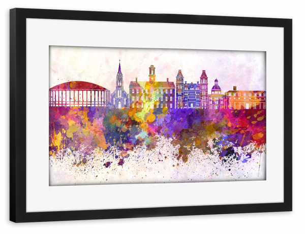 Poster mit Rahmen schwarz "Athens OH skyline in watercolor" artboxONE - Städte,Reise,Abstrakt,Architektur