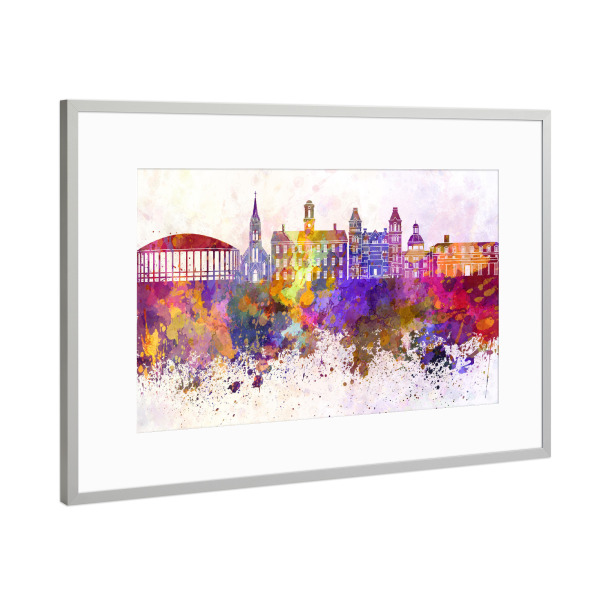 Poster mit Rahmen Silber "Athens OH skyline in watercolor" artboxONE - Städte,Reise,Abstrakt,Architektur