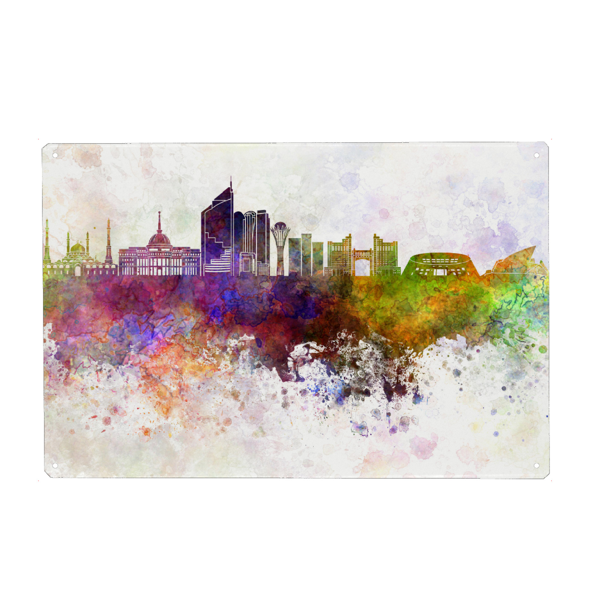 Metall Poster "Astana skyline in watercolor" artboxONE - Städte,Reise,Abstrakt,Architektur