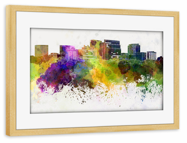Poster mit Rahmen kiefer "Arlington skyline in watercolor" artboxONE - Städte,Reise,Abstrakt,Architektur