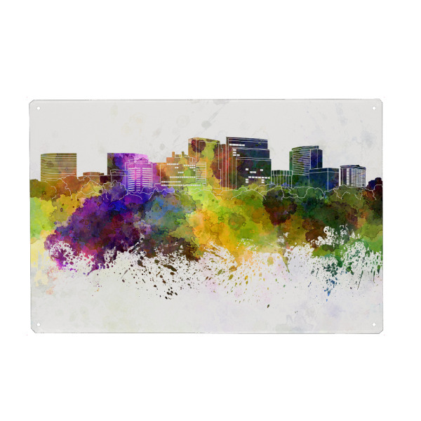 Holzbild "Arlington skyline in watercolor" artboxONE - Städte,Reise,Abstrakt,Architektur