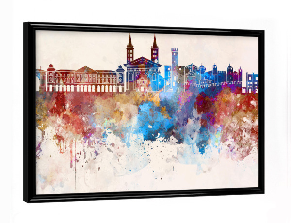 Poster mit schwarzem Rahmen "Aosta skyline in watercolor" artboxONE - Städte,Reise,Abstrakt,Architektur